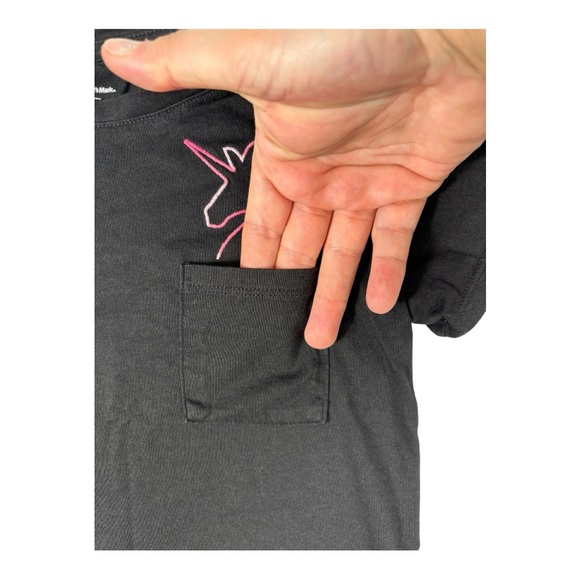 Girls - Members Mark - Pocket Tee - Black Unicorn - 7/8 (M) - Picture 2 of 5